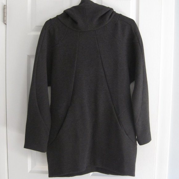 JNBY Hoodie Sweatshirt Charcoal Gray Oversized Hood Tunic Pockets Size M Luxury - Picture 1 of 9